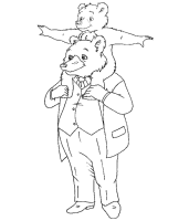 A coloring page of little bear